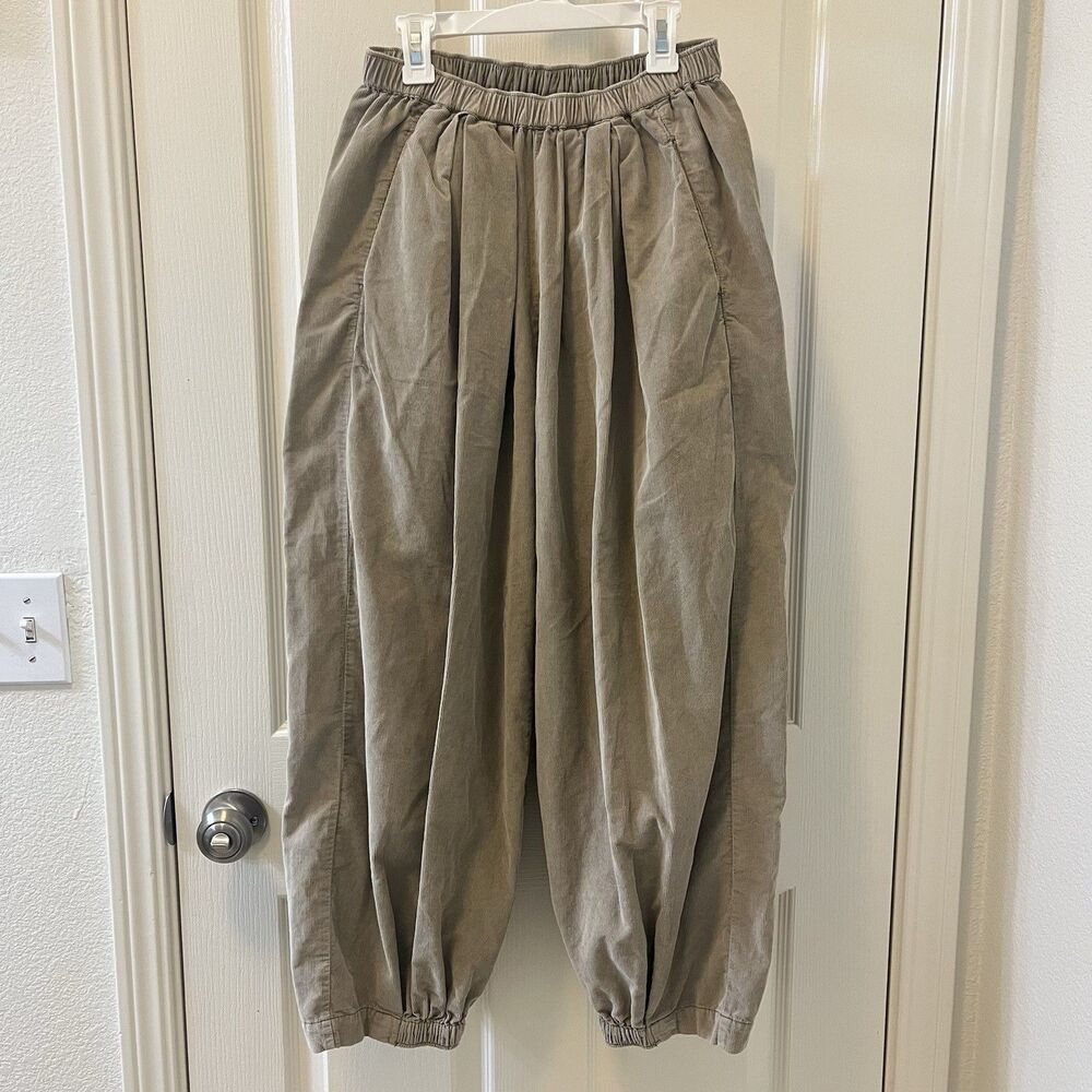 Free People To The Sky Cord Parachute Pants Beige Corduroy Women's Size XS